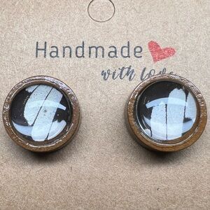 Handmade Brown and White Earrings